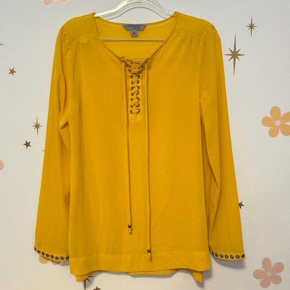 Women’s Mustard Yellow Lace Front Blouse